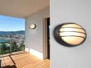 TRIO Leuchten Außen-Wandleuchte Oval Gitterlampe Fassaden-Beleuchtung Hauswand Carport Schwarz Bild 1