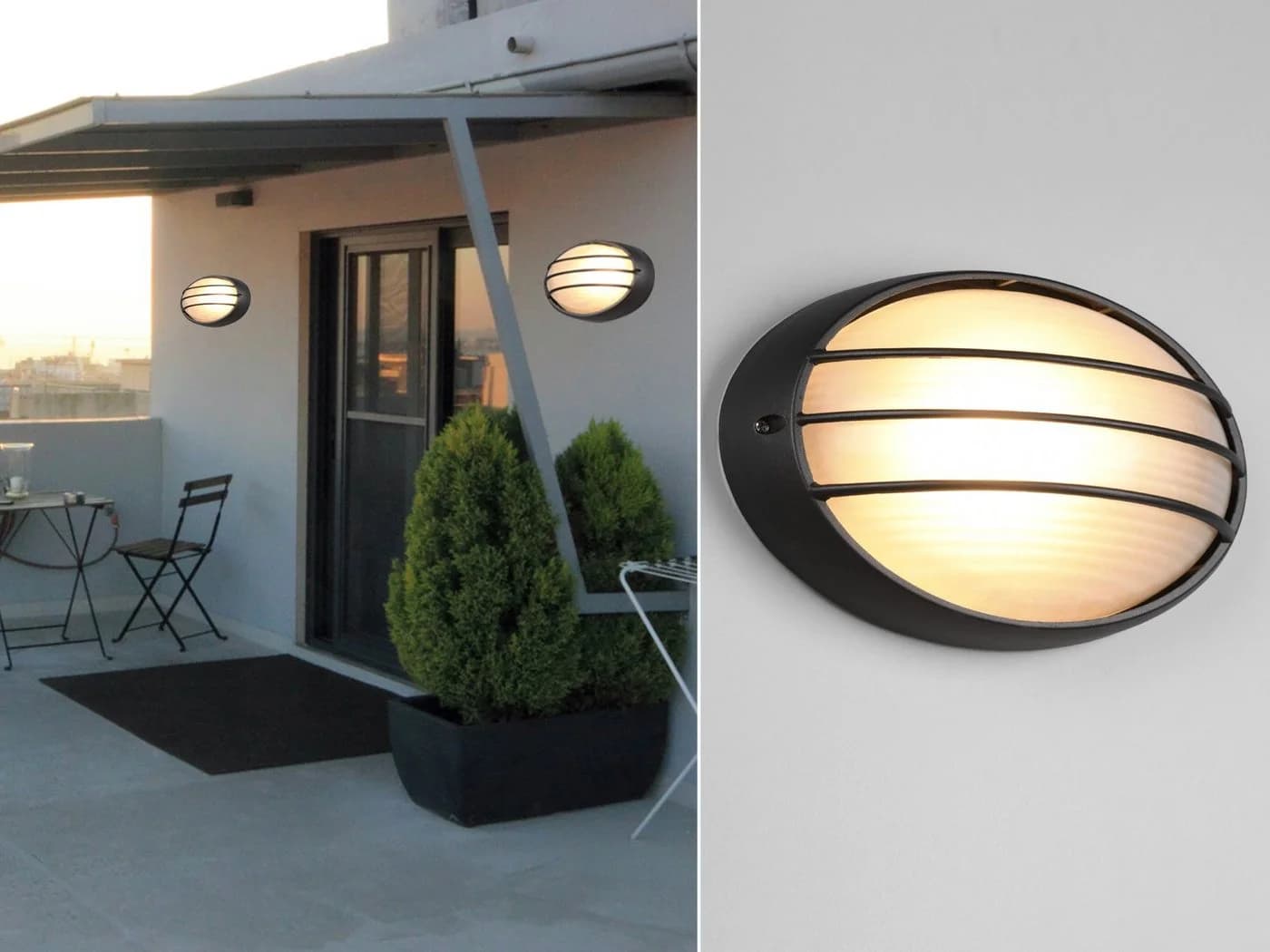 TRIO Leuchten Außen-Wandleuchte Oval Gitterlampe Schwarz