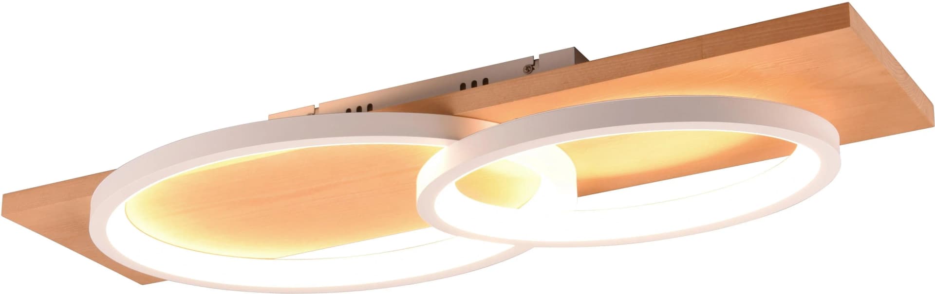 TRIO Leuchten BARCA Deckenlampe Holz Metall Weiß Dimmbar 3500 Lumen