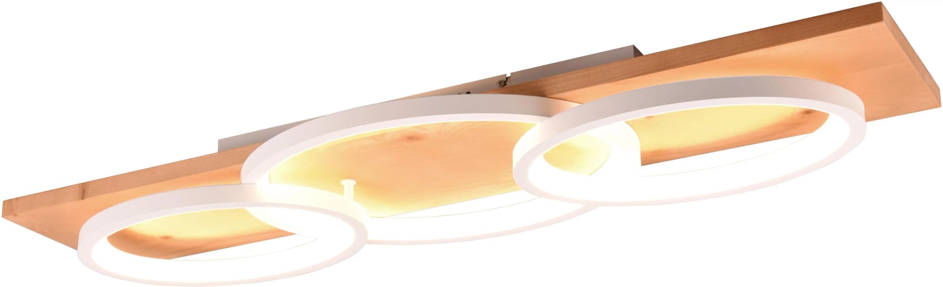 Trio Leuchten LED Deckenleuchte BARCA Dimmbar Warmweiß Holz Metall