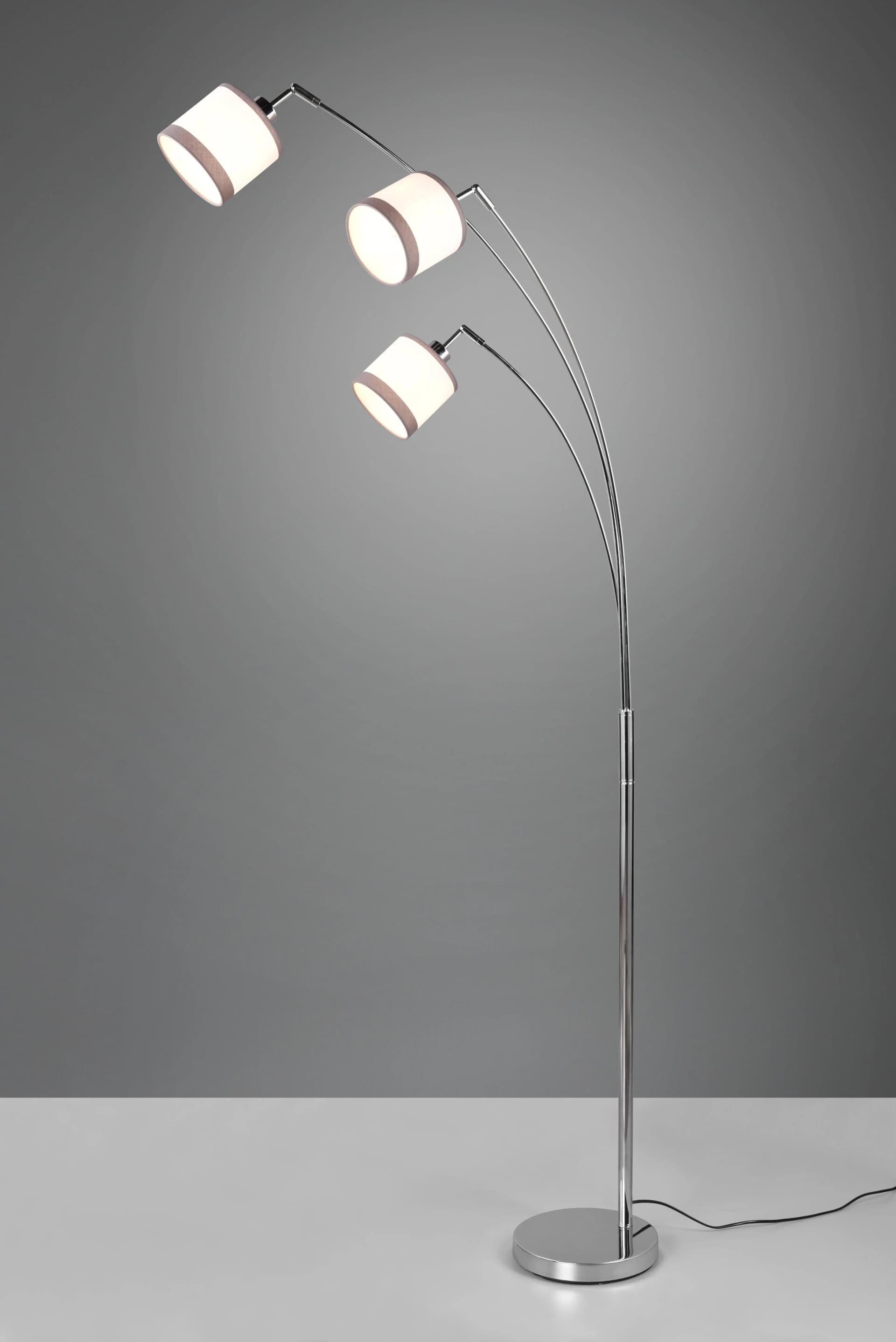REALITY LEUCHTEN Stehlampe DAVOS 3-flammig Weiß Grau Metall
