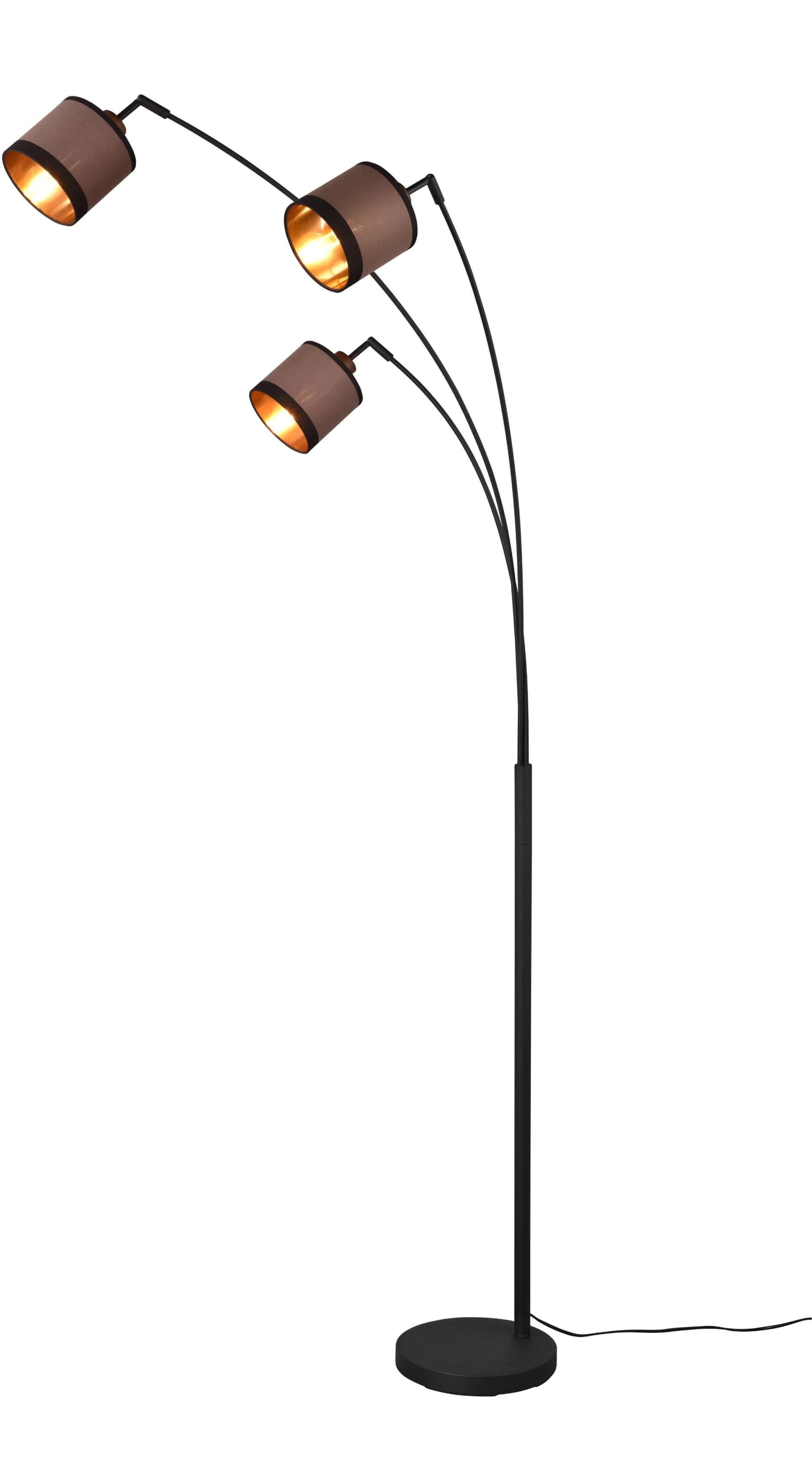 REALITY LEUCHTEN Stehlampe DAVOS 3-flammig Schwarz Matt Taupe