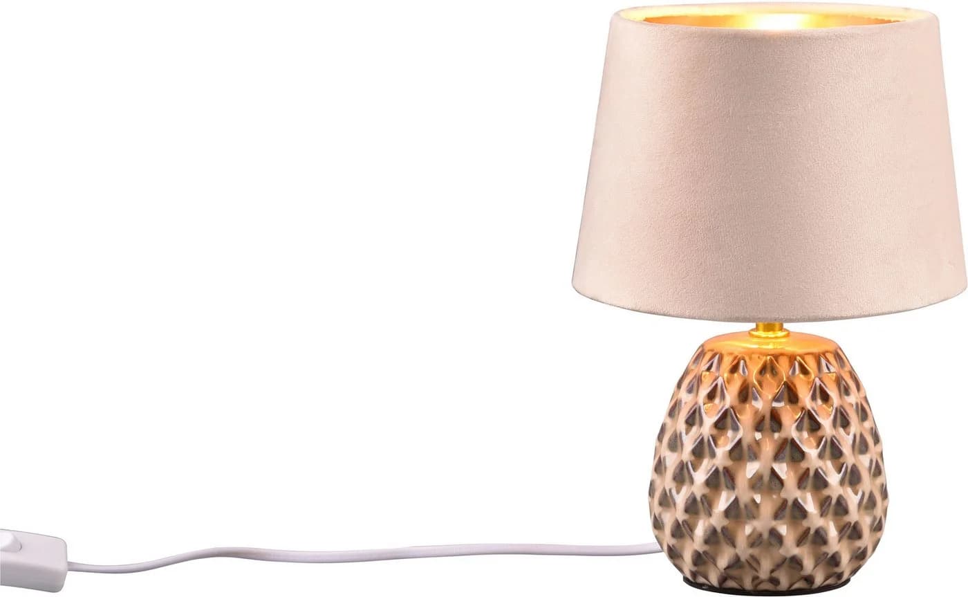 Reality Leuchten ARIANA Tischleuchte Beige Gold Keramik Samt - Bild 2