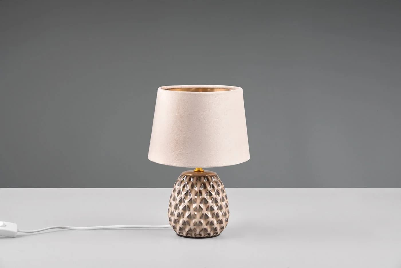 Reality Leuchten ARIANA Tischleuchte Beige Gold Keramik Samt - Bild 4
