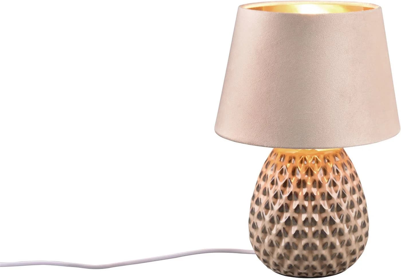 REALITY LEUCHTEN ARIANA Tischleuchte Beige Gold Samt Keramik - Bild 2