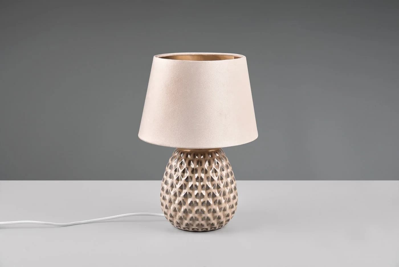 REALITY LEUCHTEN ARIANA Tischleuchte Beige Gold Samt Keramik - Bild 3