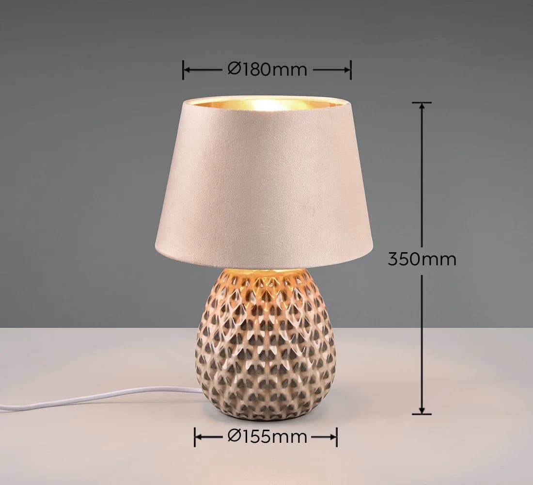 REALITY LEUCHTEN ARIANA Tischleuchte Beige Gold Samt Keramik - Bild 5