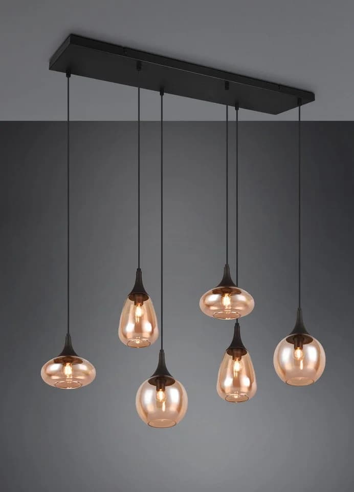 Trio Leuchten Pendelleuchte Lumina 6-flammig Schwarz Matt Glas - Bild 4
