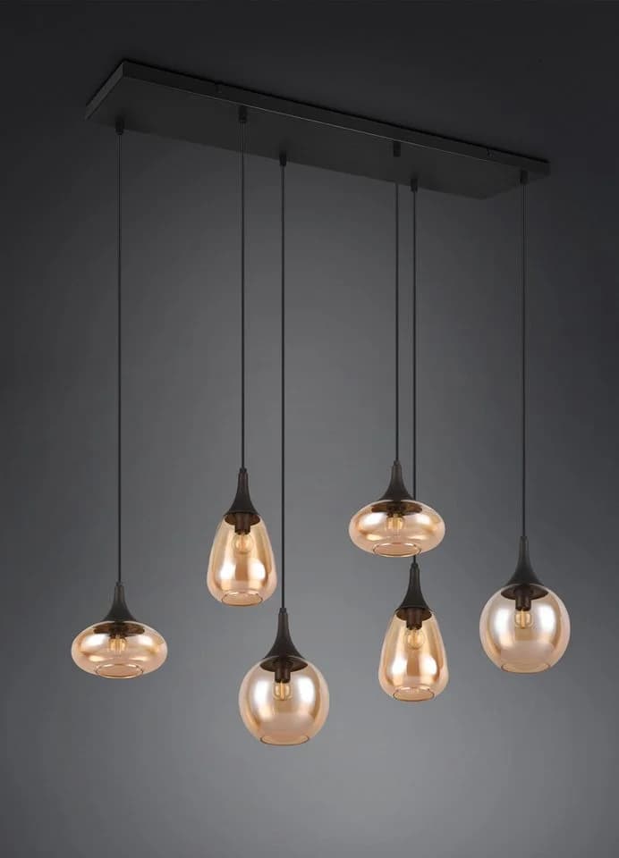 Trio Leuchten Pendelleuchte Lumina 6-flammig Schwarz Matt Glas - Bild 5