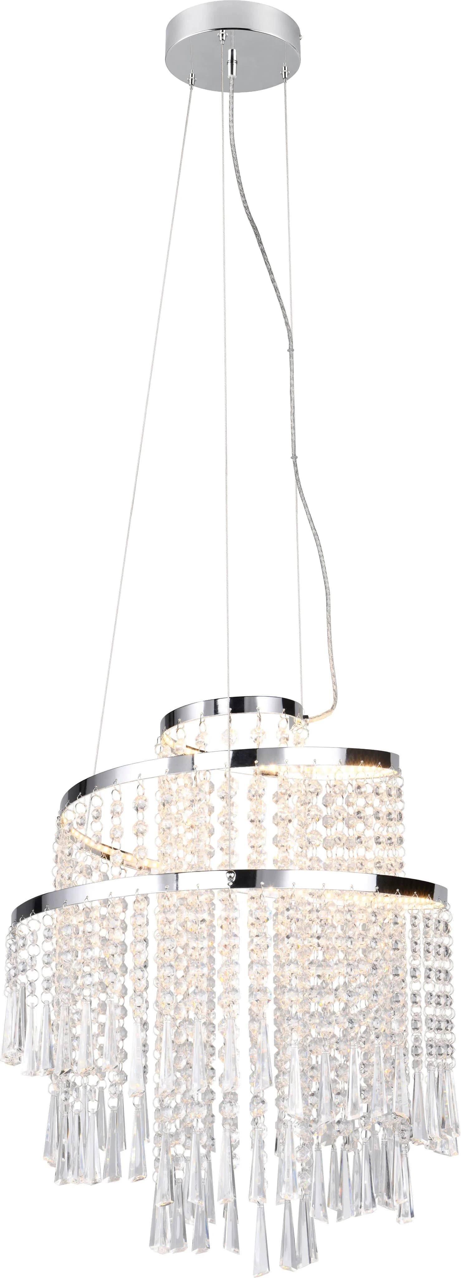 REALITY LEUCHTEN LED Pendelleuchte POMP Kronleuchter Chrom Acryl