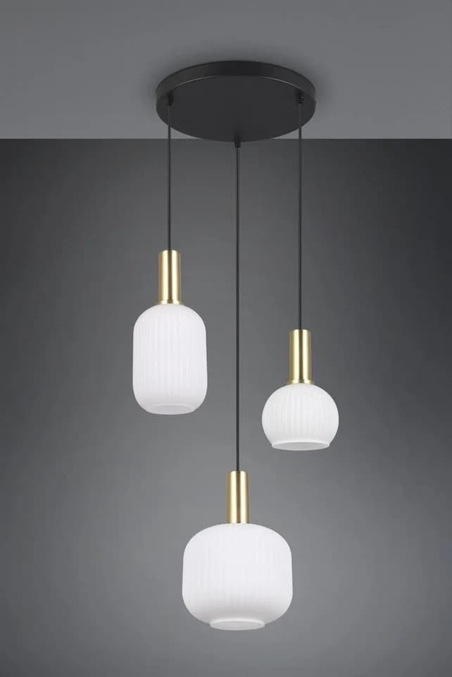 TRIO LEUCHTEN Pendelleuchte DIVA 3-flammig messing matt Glas