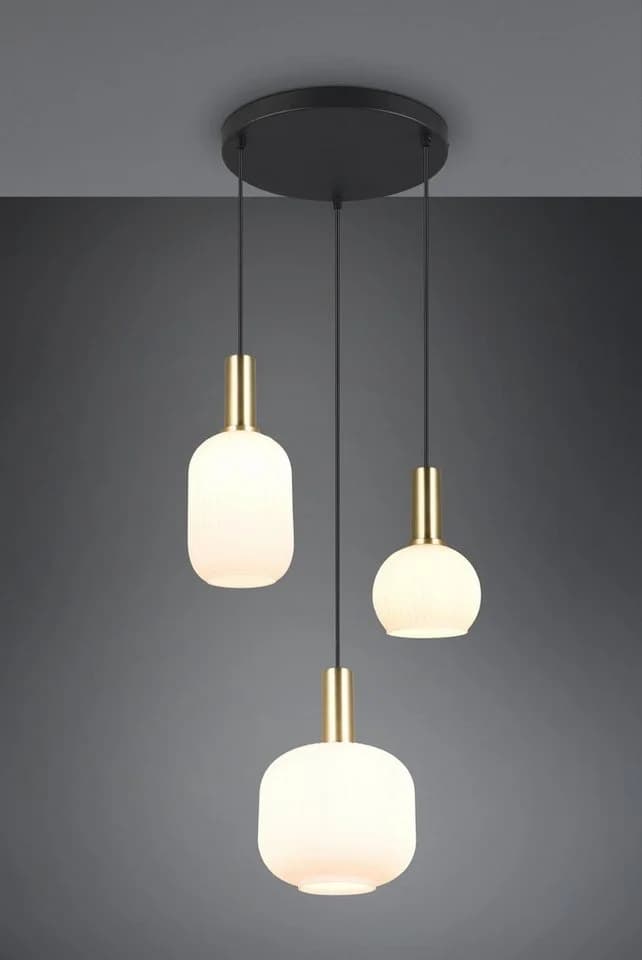 TRIO LEUCHTEN Pendelleuchte DIVA 3-flammig messing matt Glas - Bild 3