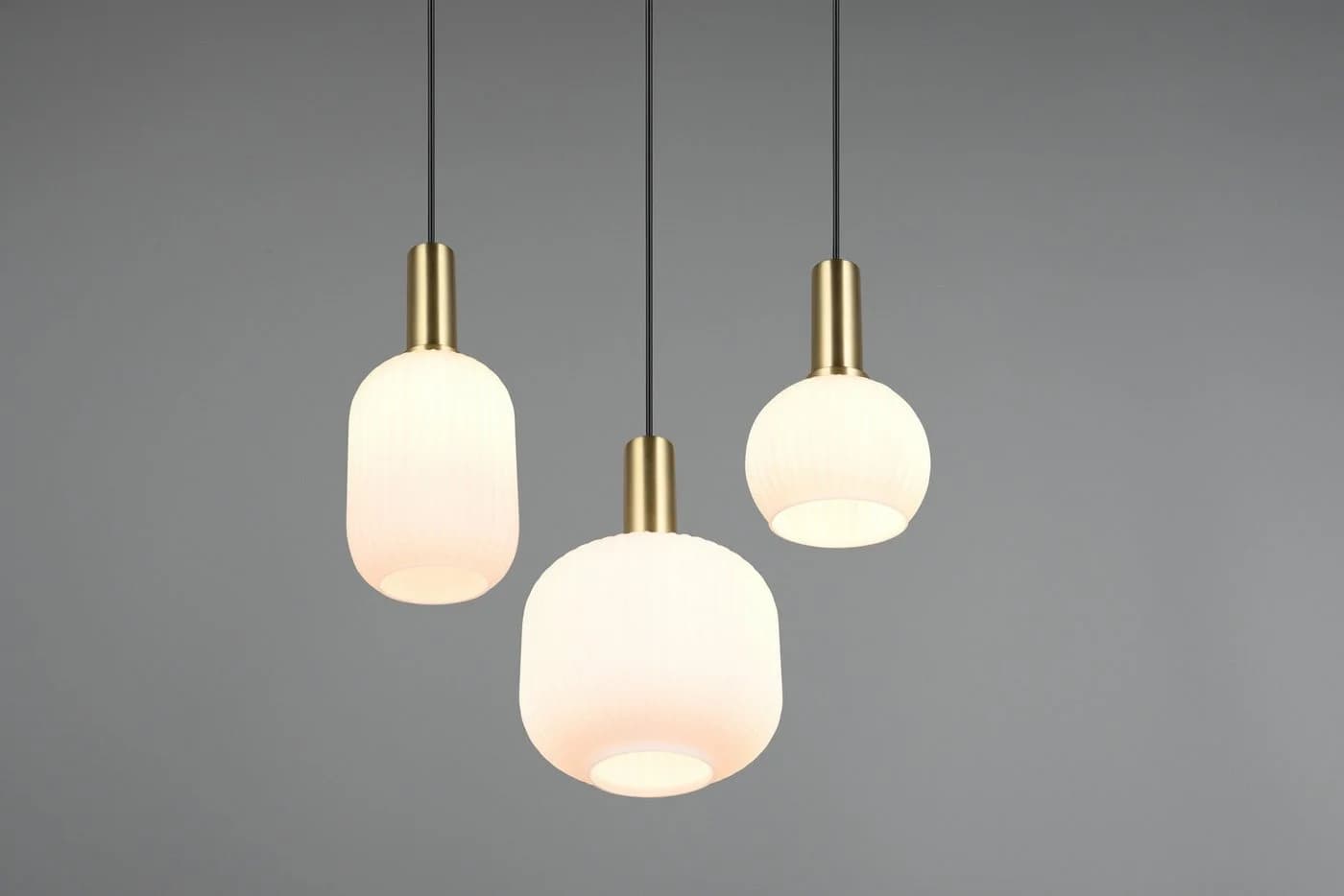 TRIO LEUCHTEN Pendelleuchte DIVA 3-flammig messing matt Glas - Bild 5