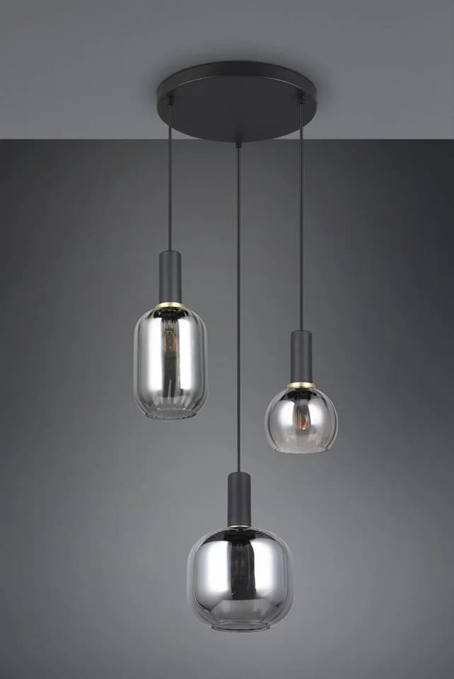 TRIO LEUCHTEN Pendelleuchte DIVA 3-flammig schwarz matt Glas - Bild 3
