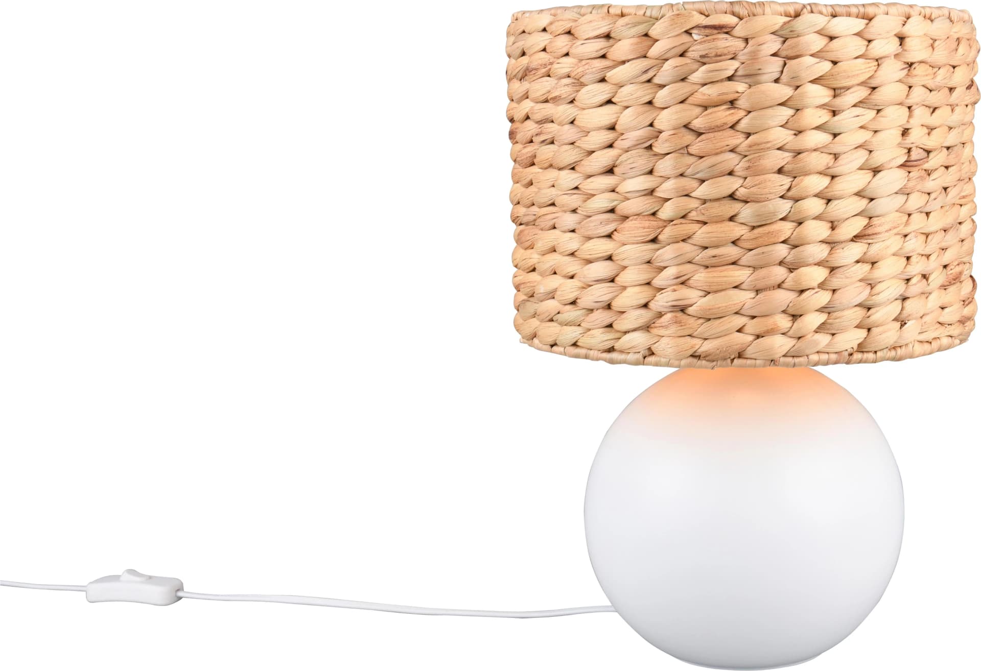 TRIO LEUCHTEN VINA Keramik Tischleuchte mit Seegrasschirm Beige/Weiß