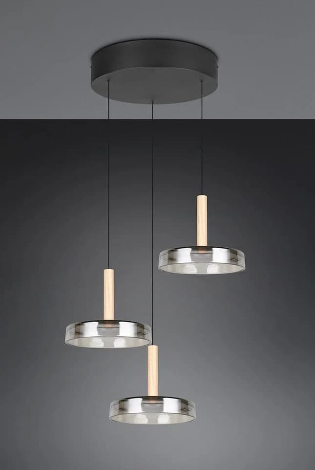 TRIO LEUCHTEN LED Pendelleuchte CELESTE Schwarz Dimmbar Höhenverstellbar
