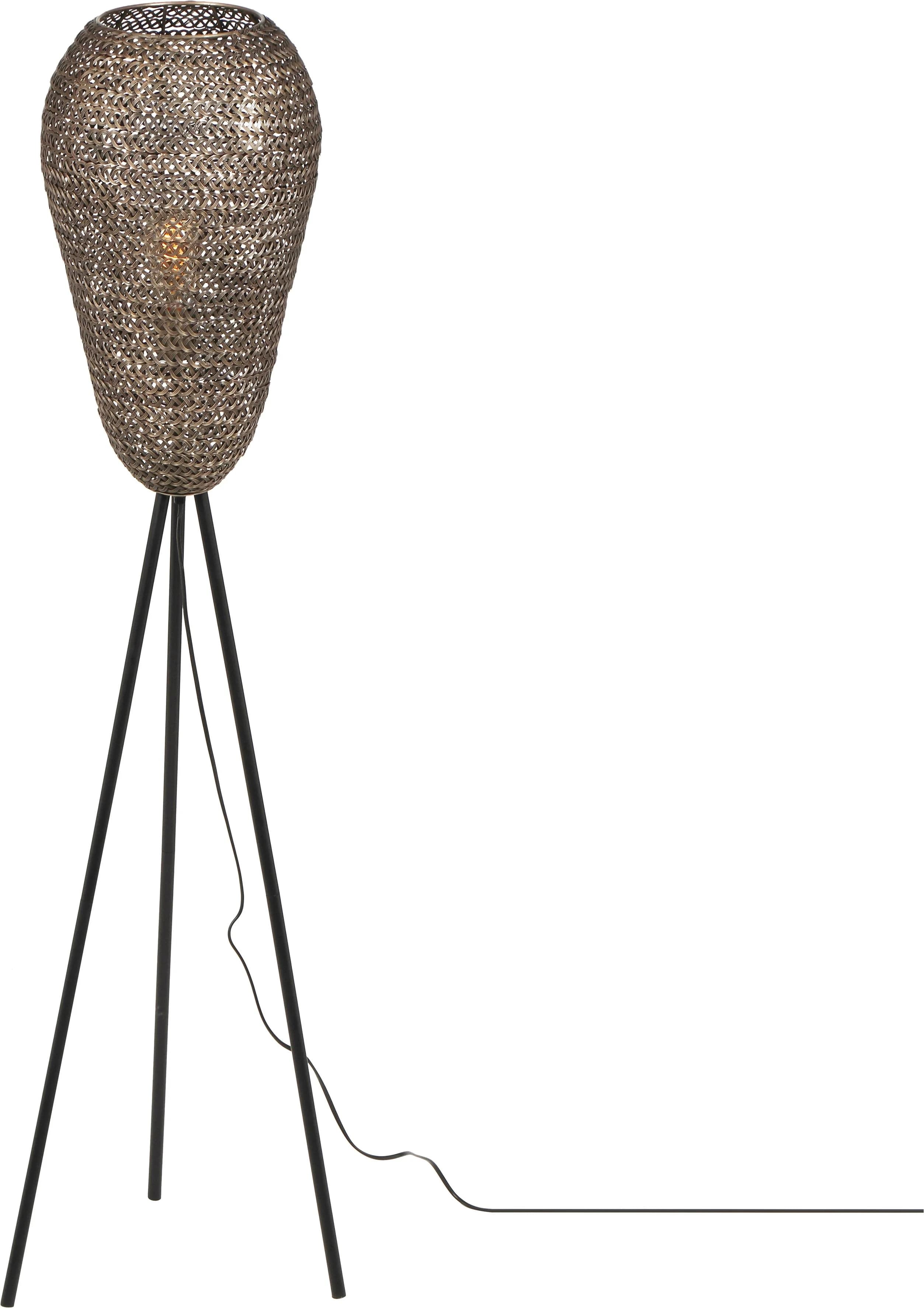 TRIO LEUCHTEN Stehlampe ZIVA Vintage Drahtgeflecht Altmessing Schwarz