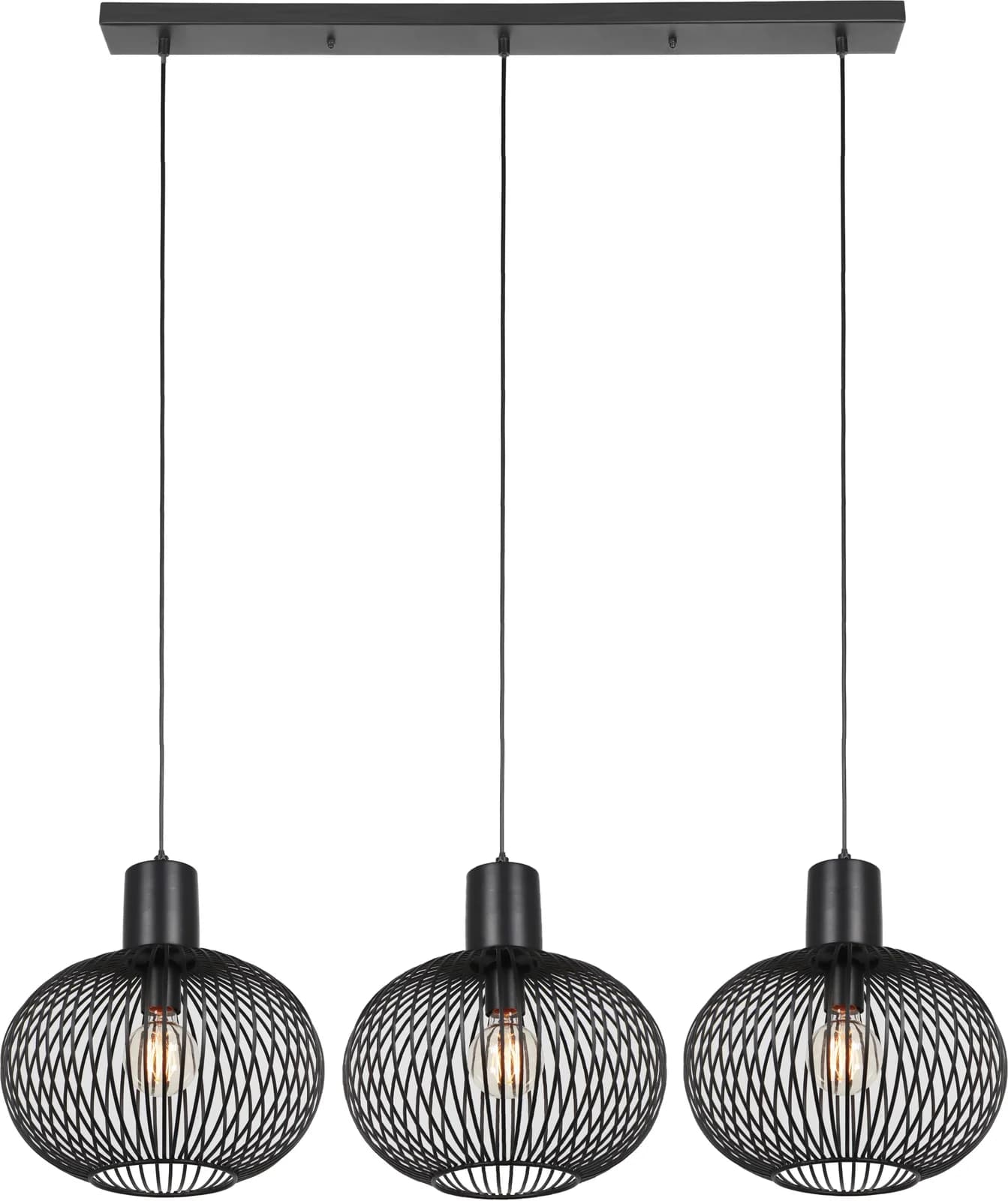 Trio Leuchten Pendelleuchte GILA 3-flammig Schwarz Matt Metall