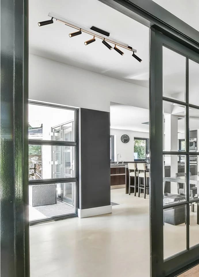 Trio Leuchten LED Deckenleuchte ZENO Grau/Schwarz Ausziehbar Dimmbar