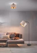 OTTO HOME Stehlampe Jerrett Beige Gold Samtschirm Fußschalter Bild 4