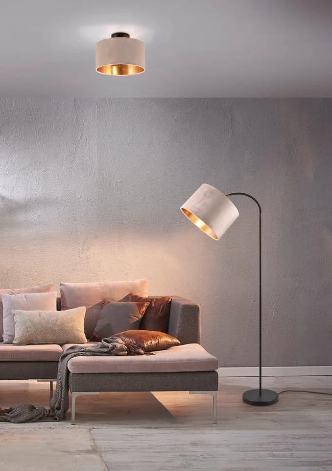 OTTO HOME Stehlampe Jerrett Beige Gold Samtschirm Fußschalter - Bild 4