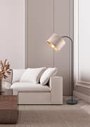 OTTO HOME Stehlampe Jerrett Beige Gold Samtschirm Fußschalter Bild 5