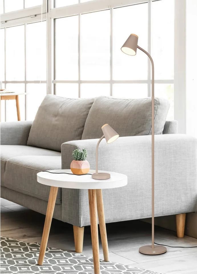 Reality Leuchten LED Tischleuchte PONGO Braun Sandfarben Kunststoff