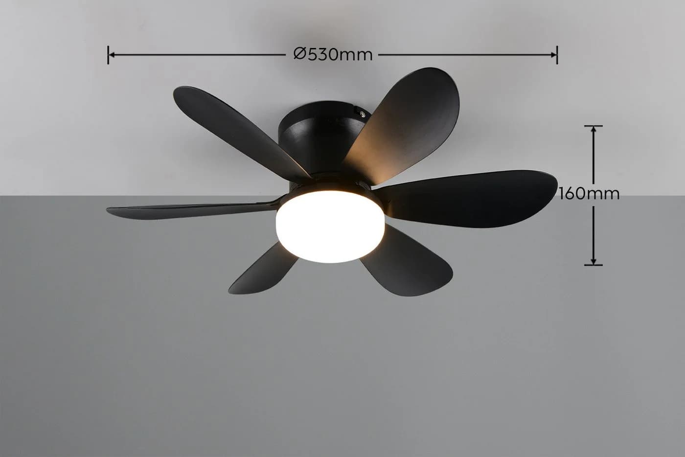 Reality Leuchten LED Deckenleuchte LUND mit Ventilator Schwarz Matt - Bild 4