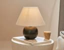 LEGER HOME Amara Tischlampe Schwarz Matt Keramik Stoffschirm Bild 2