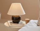 LEGER HOME Amara Tischlampe Schwarz Matt Keramik Stoffschirm Bild 3