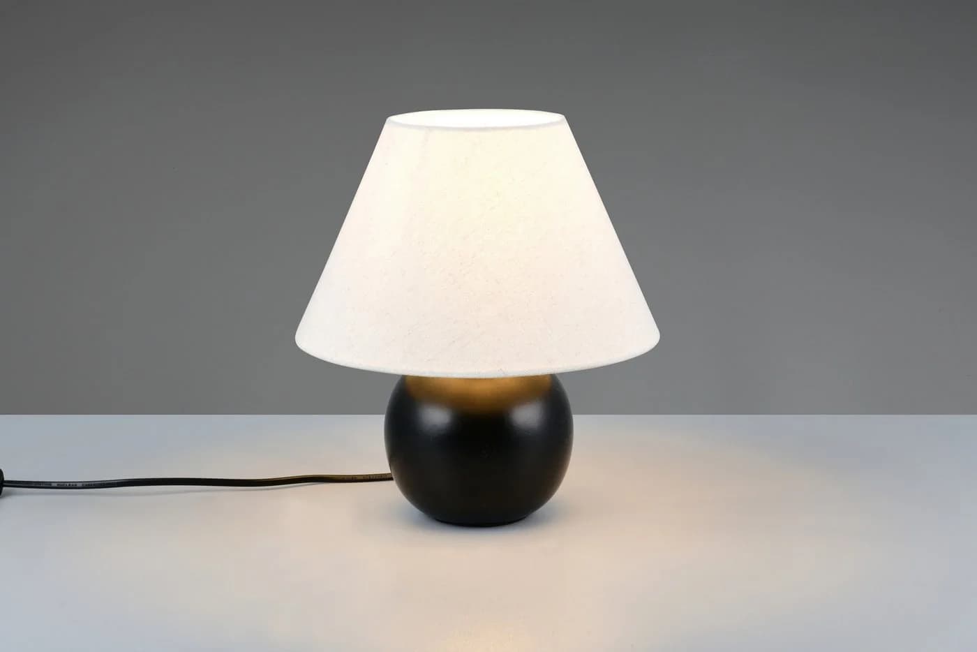 LEGER HOME Amara Tischlampe Schwarz Matt Keramik Stoffschirm - Bild 4