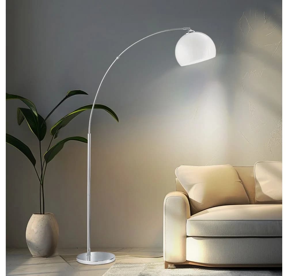Reality Leuchten LED Stehlampe Bogen Silber Weiß Dimmbar Fernbedienung - Bild 4