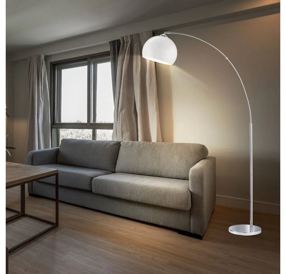 Reality Leuchten LED Stehlampe Bogen Silber Weiß Dimmbar Fernbedienung - Bild 5