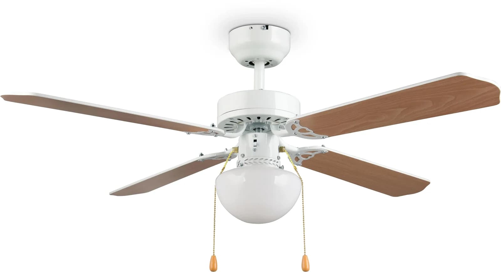 REALITY LEUCHTEN Deckenleuchte HAMMERFEST mit Ventilator, weiß matt-braun