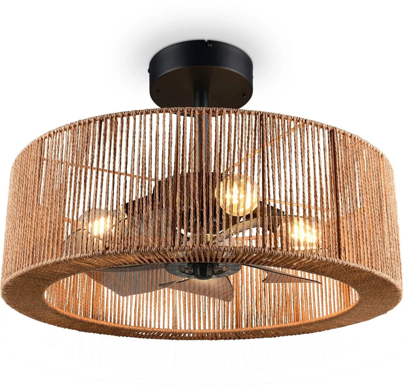 Reality Leuchten Deckenventilator SMILLUM Schwarz mit Licht