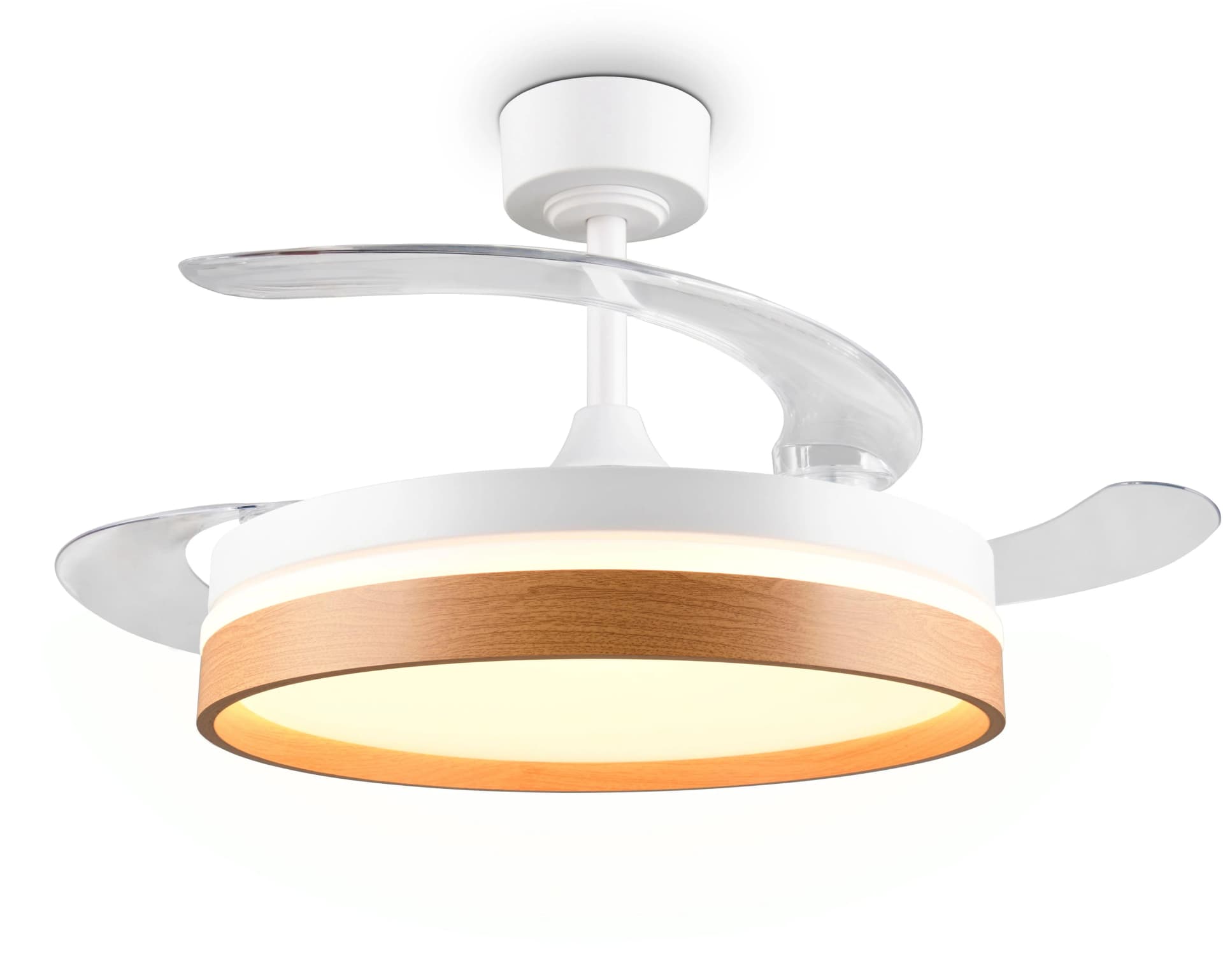 REALITY LEUCHTEN LED Deckenleuchte mit Ventilator VOLDA weiß/holzfarben