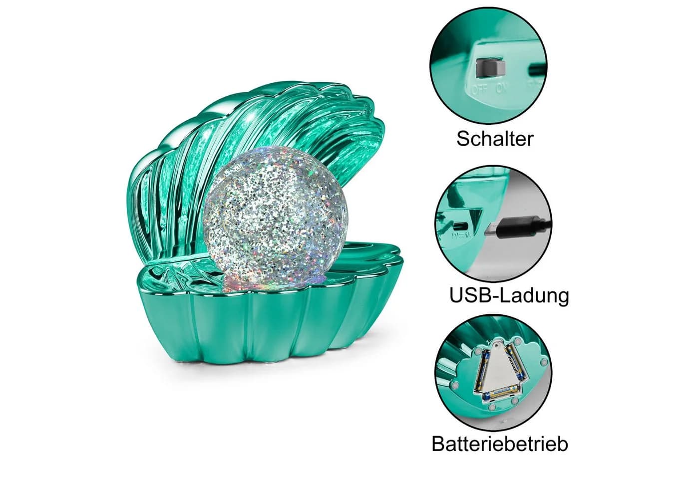 Reality Leuchten LED Tischleuchte SHELLY Muschelform RGB Farbwechsel