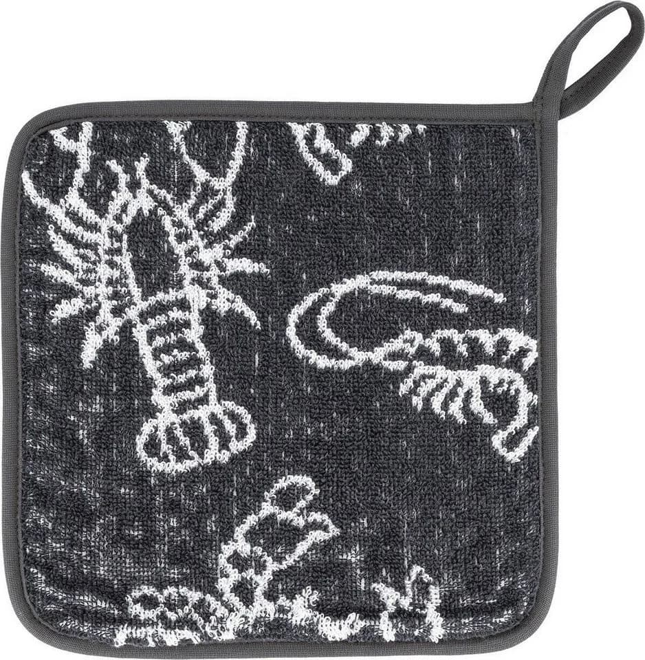 Kracht Topflappen Seafood 2er Set Baumwolle Schwarz