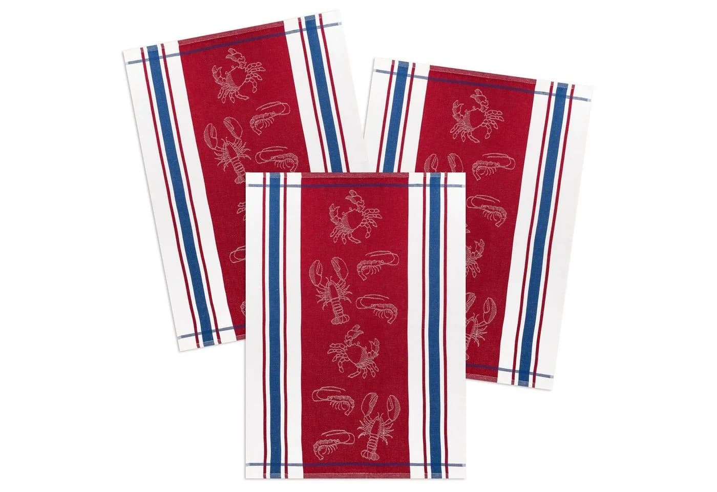 Kracht Geschirrtuch Seafood 3er Pack Halbleinen Jacquard Rot - Bild 2