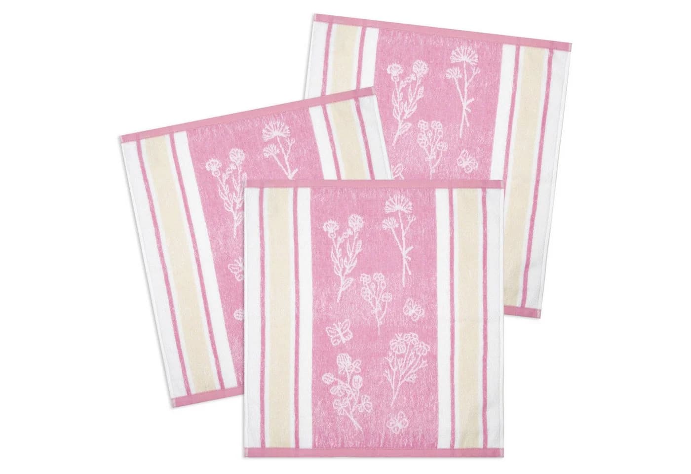 Kracht Geschirrtuch Wildblumen 3er Pack Frottee Rosa - Bild 2