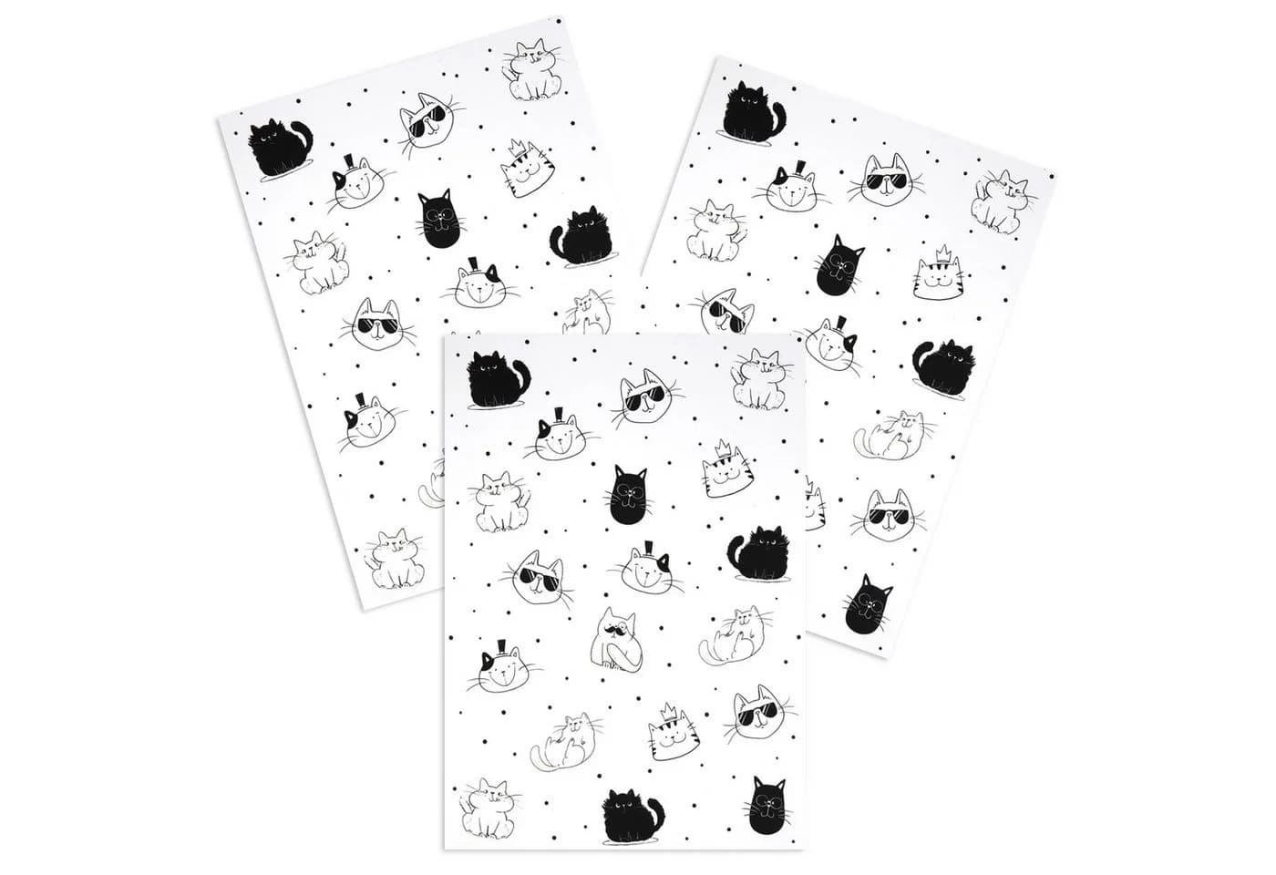Kracht Geschirrtuch Cool Cat 3er Pack Halbleinen bedruckt - Bild 2