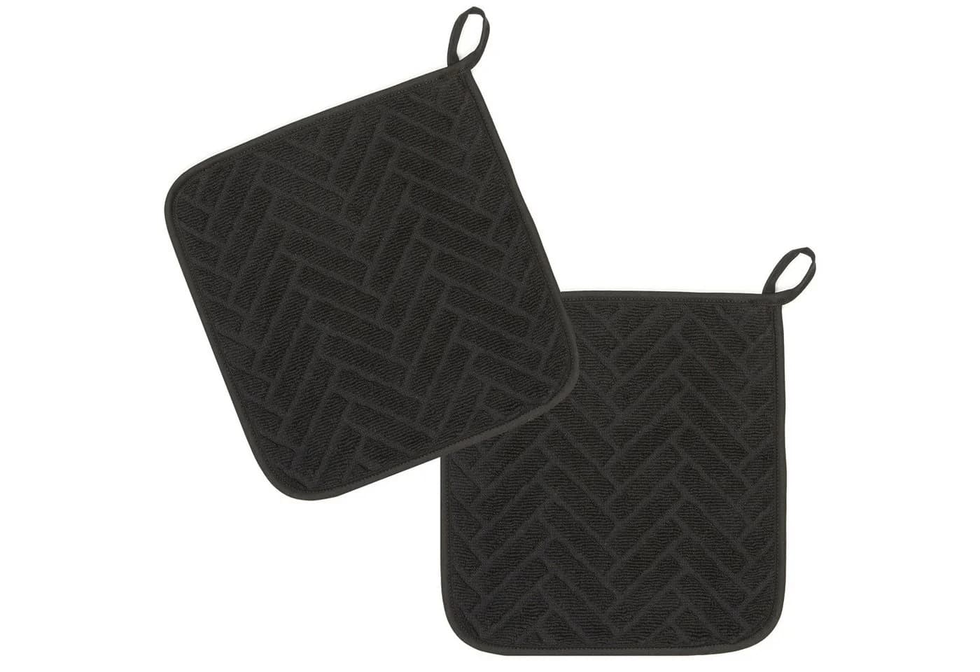 Kracht Topflappen Bricks 2er Set Schwarz Baumwolle Frottier - Bild 2