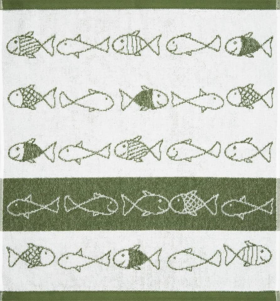 Kracht Geschirrtuch Kiss Fish 3er Pack Frottee 100% Baumwolle Grün