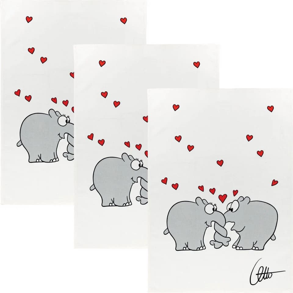 Kracht Geschirrtuch Ottifant 3er-Pack Halbleinen Motiv - Bild 2