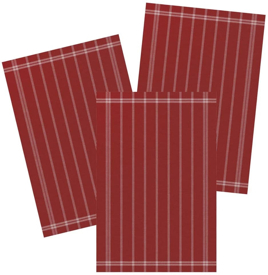 Kracht Geschirrtuch Scandic Streifen 3-tlg. Rot Halbleinen - Bild 2