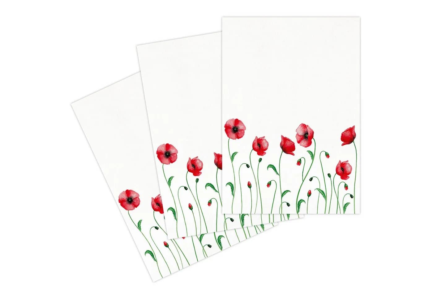 Kracht Geschirrtuch Mohnblume 3er Pack Halbleinen Rot - Bild 2