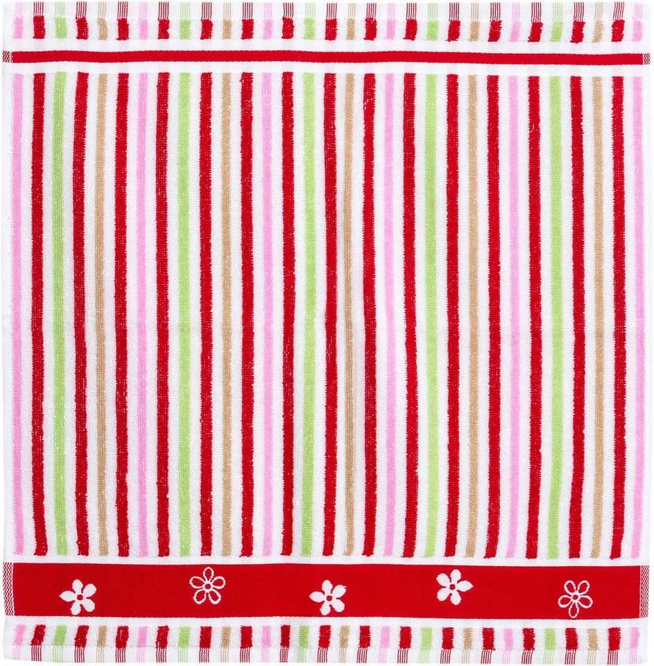 Kracht Geschirrtuch Set 3-tlg. Blümchen Rot Frottee Baumwolle
