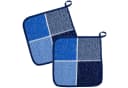 Kracht Topflappen Blockkaro 2er Set Baumwolle Blau Bild 2