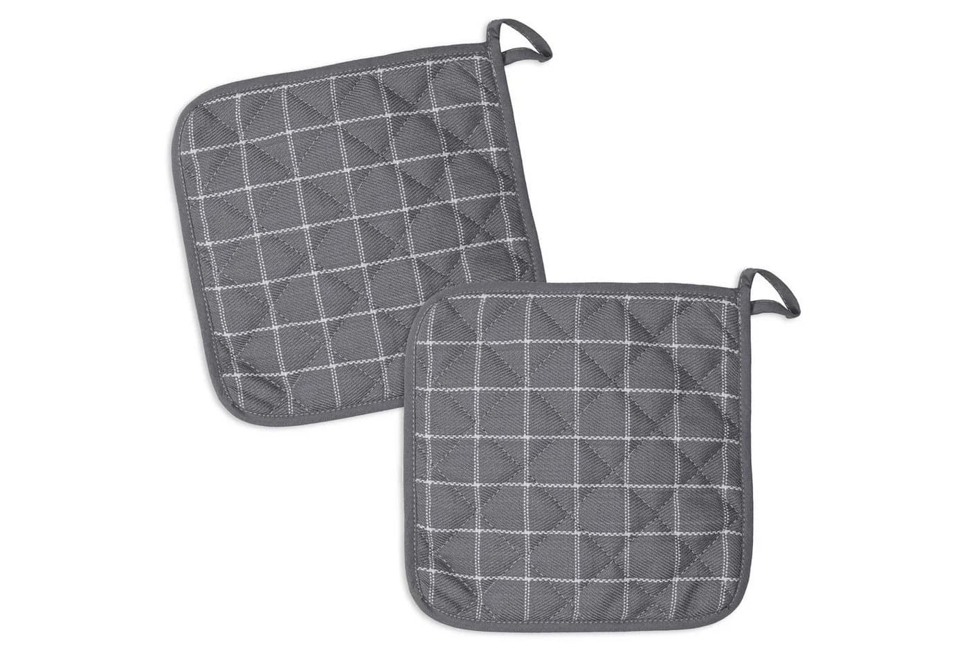 Kracht Topflappen 2er Set Grau Baumwolle
