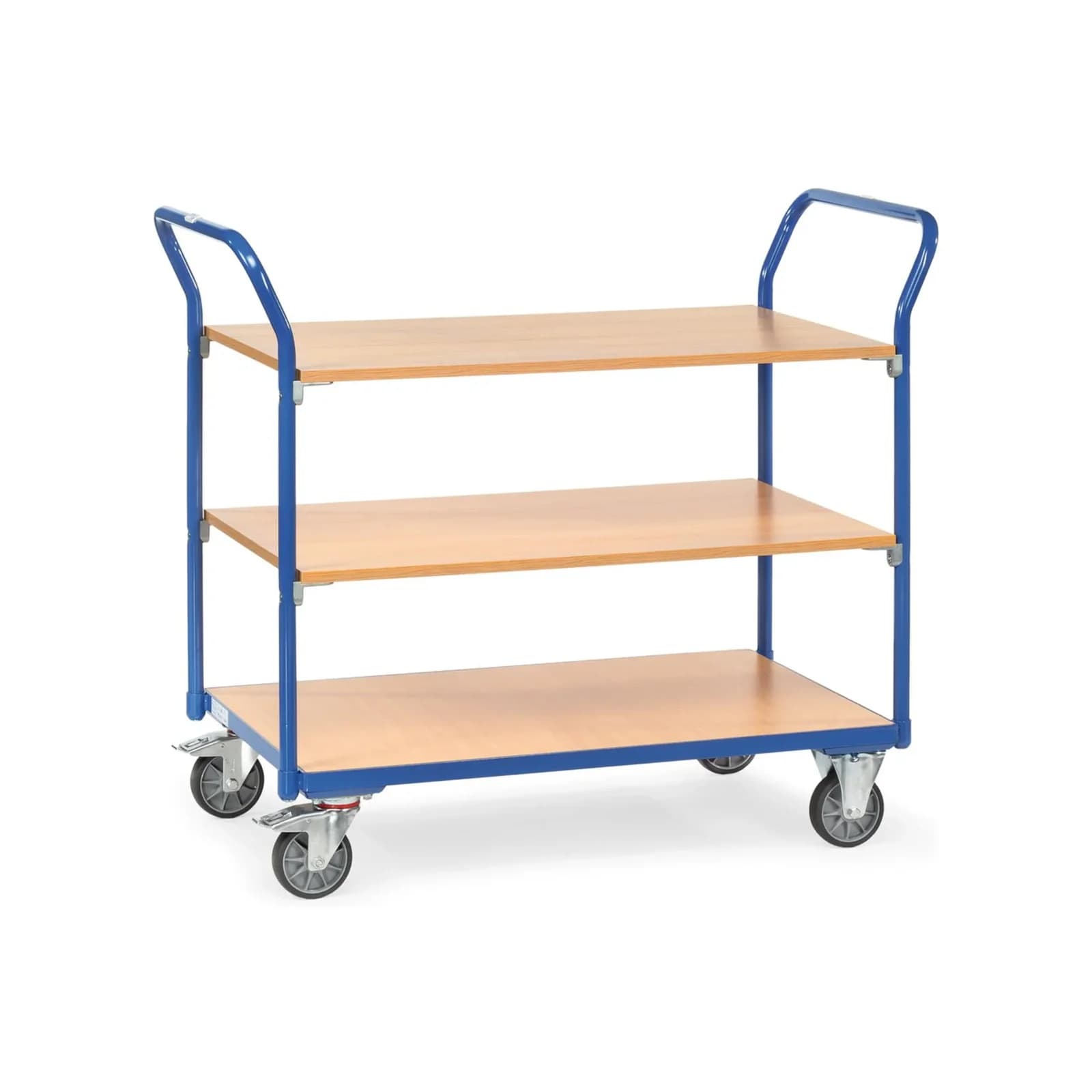 Fetra Tischwagen 1802 Tragkraft 200kg TPE-Reifen 3 Etagen 2 Schiebebügel